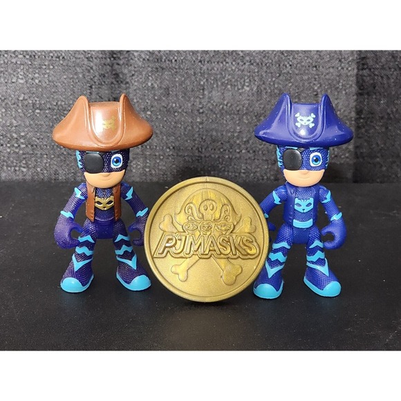PJ Masks CATBOY PIRATE POWER Figure 3-1/2" Tall Frogbox Set Of 2 With Coin Medal - Picture 1 of 6